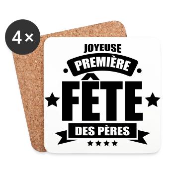 joyeuse première fête des pères - Dessous de verre (lot de 4) - blanc - Devant