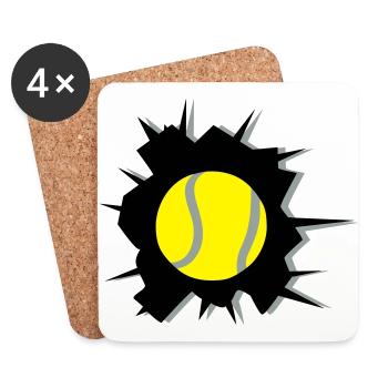 Tennis, Tennis ball - Dessous de verre (lot de 4) - blanc - Devant