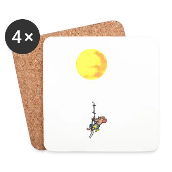 Rodent Mouse Mountaineer Mountains Rock Climbing Mountain - Coasters (set of 4) - white - Front