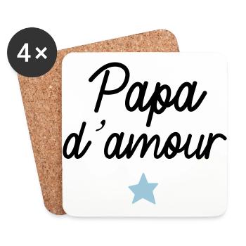 Papa d amour e toile - Dessous de verre (lot de 4) - blanc - Devant