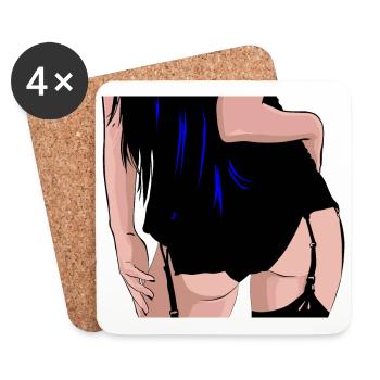 sexy ass, seksowny tyłek, sexy po, Knackpo model - Untersetzer (4er-Set) - Weiß - Vorne