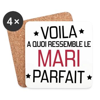 Marriage Wedding Husband Mari Love Mariage Ehemann - Coasters (set of 4) - white - Front