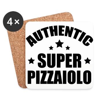 pizza / pizzaiolo / chef / italie / pizzaiola - Dessous de verre (lot de 4) - blanc - Devant
