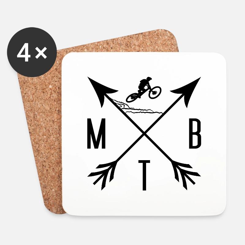 Graphique de descente VTT VTT. Flèches flèches bmx - Dessous de verre (lot de 4) - blanc