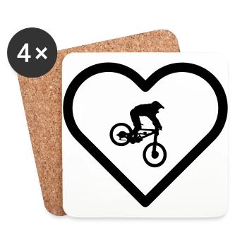 Coeur VTT vtt downhill biker bike dirt - Dessous de verre (lot de 4) - blanc - Devant