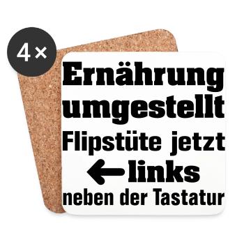Salzstangen / Flips / Diät / Umstellung / naschen - Untersetzer (4er-Set) - Weiß - Vorne