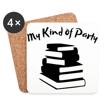 My Kind of Party - Book Nerd, 2 colors - Coasters (set of 4) - white - Front