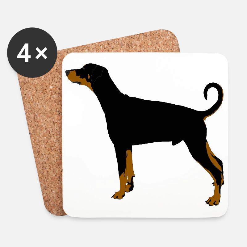 Dobermann - Untersetzer (4er-Set) - Weiß