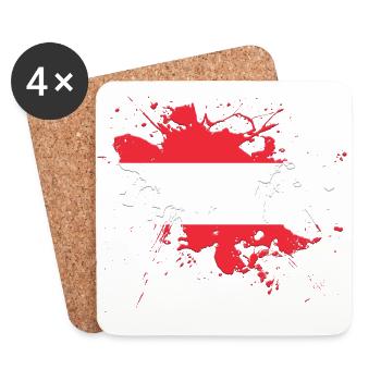Austria flag as a splash of color - Coasters (set of 4) - white - Front