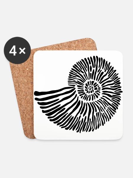 Ammonite - Coasters (set of 4) - white