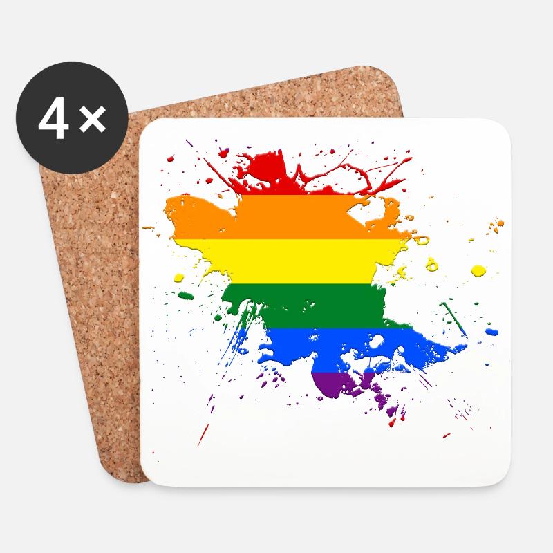 Regenbogenfahne als Farbklecks - Untersetzer (4er-Set) - Weiß