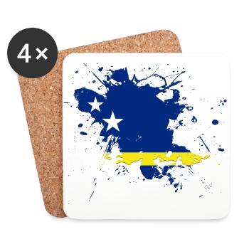 Curaçao Flagge als Farbklecks - Untersetzer (4er-Set) - Weiß - Vorne