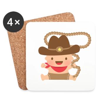 Cute Little Baby Cowboy - Coasters (set of 4) - white - Front