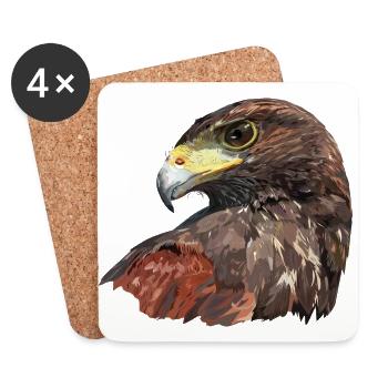 Red and black hawk - Coasters (set of 4) - white - Front