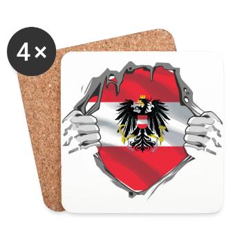 Autriche drapeau armoiries cadeau super-héros - Dessous de verre (lot de 4) - blanc - Devant