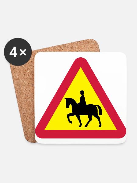 Horse warning - Coasters (set of 4) - white