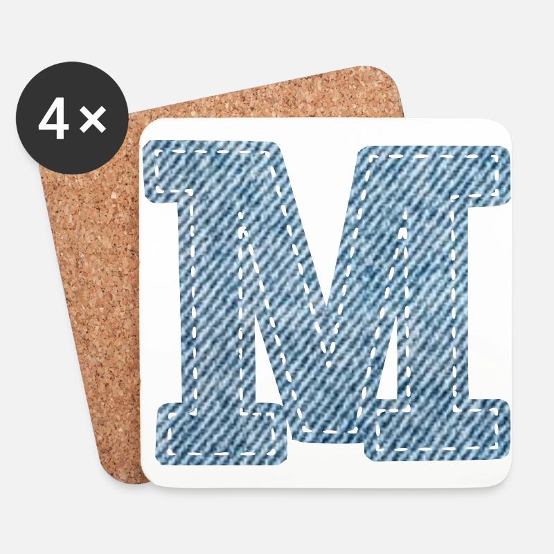 Buchstabe M - Jeans - Untersetzer (4er-Set) - Weiß
