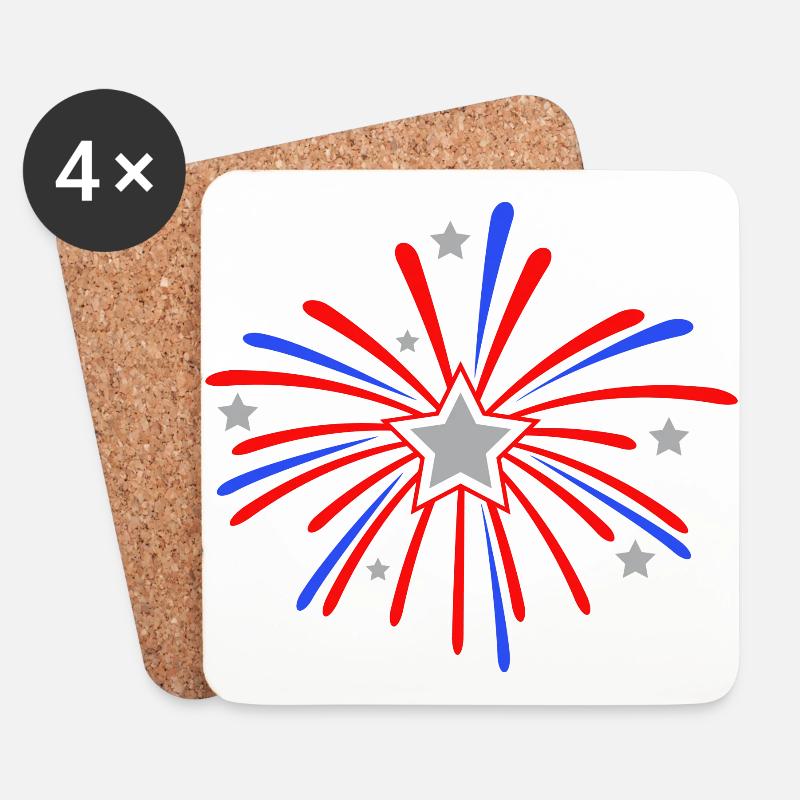 Feuerwerk Neujahr Geschenk - Untersetzer (4er-Set) - Weiß