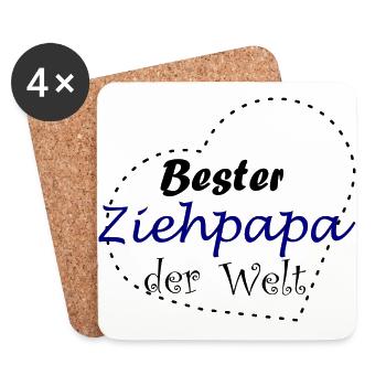 Bester Ziehpapa - Untersetzer (4er-Set) - Weiß - Vorne
