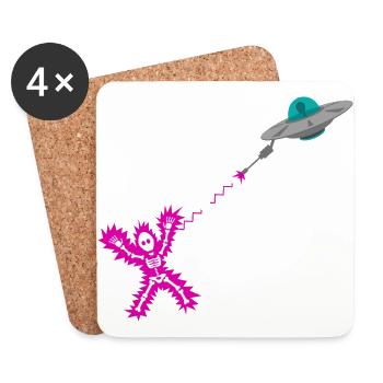 Laser extraterrestre ovni - Dessous de verre (lot de 4) - blanc - Devant