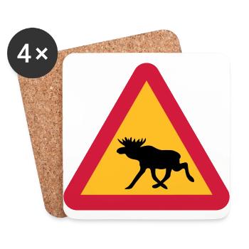 Moose warning sign - Coasters (set of 4) - white - Front