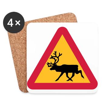 Reindeer warning sign - Coasters (set of 4) - white - Front