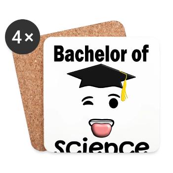 Bachelor Of Science. Graduate Sticks Out His - Coasters (set of 4) - white - Front