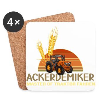 traktoren bauer acker traktor landwirtschaft ernte - Untersetzer (4er-Set) - Weiß - Vorne