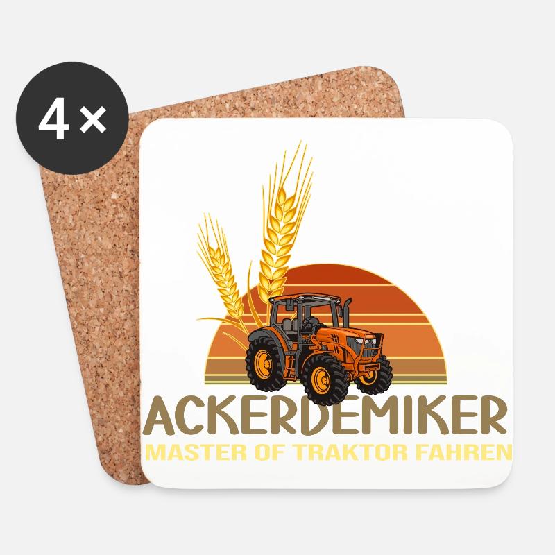 traktoren bauer acker traktor landwirtschaft ernte - Untersetzer (4er-Set) - Weiß