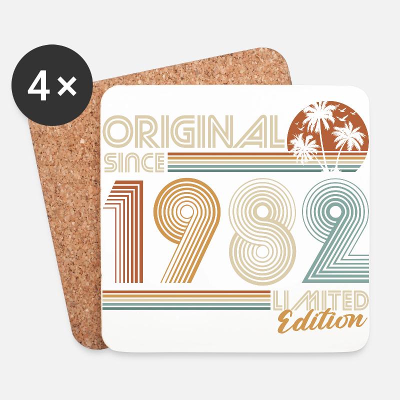 1982 Vintage Jahrgang Geburtstag Retro Geschenk - Untersetzer (4er-Set) - Weiß