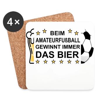 Beim Amateurfußball gewinnt immer das Bier - Untersetzer (4er-Set) - Weiß - Vorne