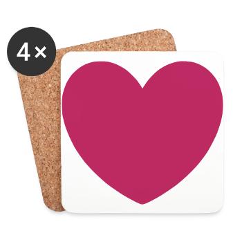 Saint-Valentin, Saint-Valentin, Saint-Valentin - Dessous de verre (lot de 4) - blanc - Devant