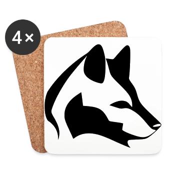 Silhouette Hundekopf, Schwarzes Emblem, Tierdesign - Untersetzer (4er-Set) - Weiß - Vorne