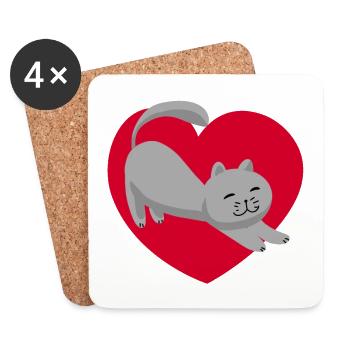 Sincèrement Chat Fête des mères Amoureux des chats Miaou - Dessous de verre (lot de 4) - blanc - Devant