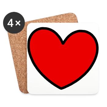 Valentinstag Rotes Herz, Valentinstag - Untersetzer (4er-Set) - Weiß - Vorne