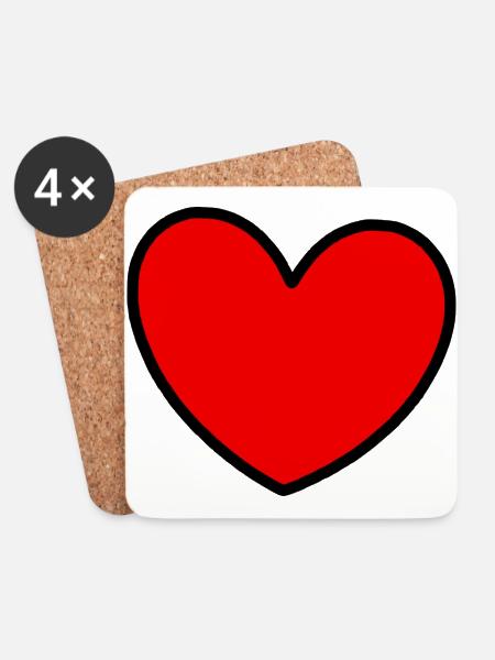 Valentinstag Rotes Herz, Valentinstag - Untersetzer (4er-Set) - Weiß