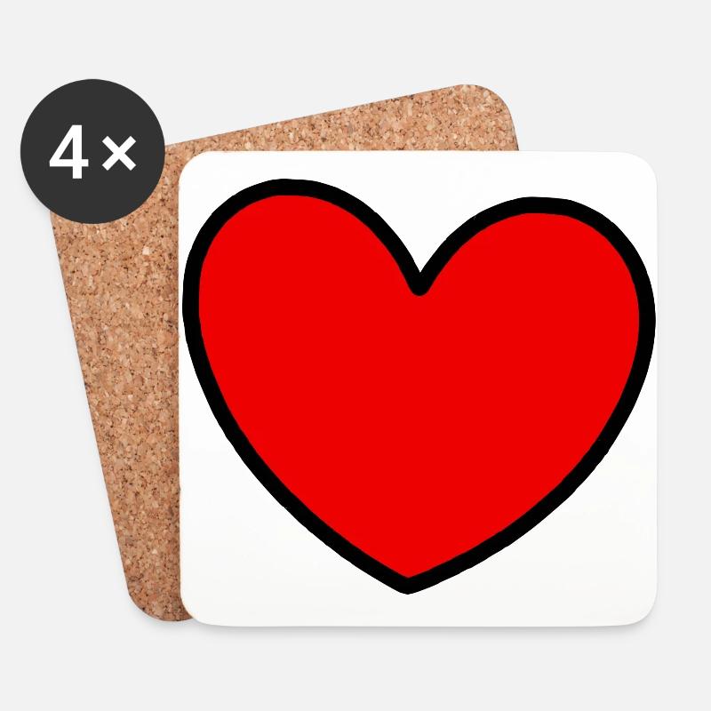 Valentinstag Rotes Herz, Valentinstag - Untersetzer (4er-Set) - Weiß