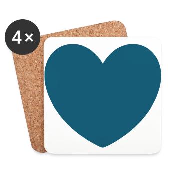 blue heart valentine's day - Coasters (set of 4) - white - Front