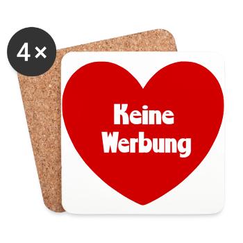 keine Werbung Herz rot weiß Briefkasten - Untersetzer (4er-Set) - Weiß - Vorne