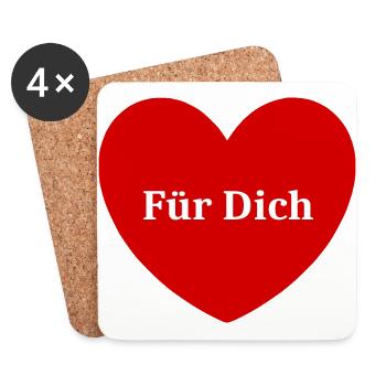 Valentinstag Geschenke Geschenk Valentinstag - Untersetzer (4er-Set) - Weiß - Vorne