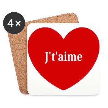 cœur rouge St. Valentin - Dessous de verre (lot de 4) - blanc - Devant