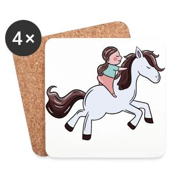 Cavalier Poney Fille Équitation Ross Poney Ferme Enfant - Dessous de verre (lot de 4) - blanc - Devant