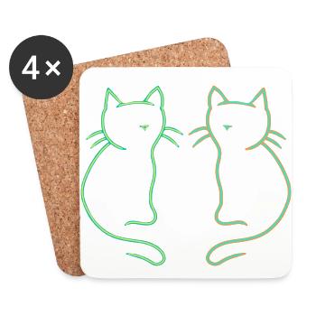 Cats Retro Vintage 80's Gift Idea - Coasters (set of 4) - white - Front