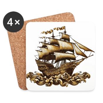 Schiff - Untersetzer (4er-Set) - Weiß - Vorne