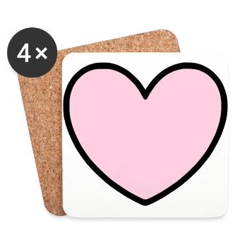 rosarotes Herz Herz rosa Geschenk Valentinstag - Untersetzer (4er-Set) - Weiß - Vorne