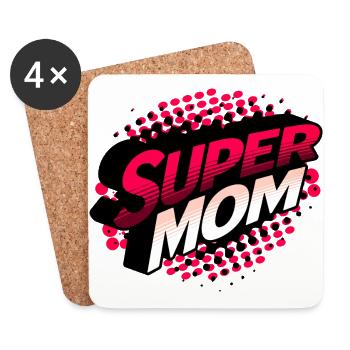 Super Mom Gift Mom Mother's Day Birthday - Coasters (set of 4) - white - Front