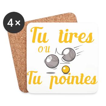 Pétanque - Tu Tires Ou Tu Pointes Cadeau pétanque - Dessous de verre (lot de 4) - blanc - Devant