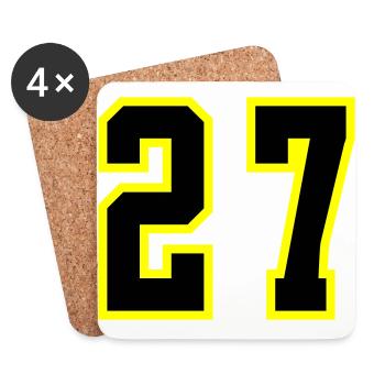 27 Zahl Trikot - Untersetzer (4er-Set) - Weiß - Vorne