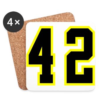 42 Zahl Trikot - Untersetzer (4er-Set) - Weiß - Vorne