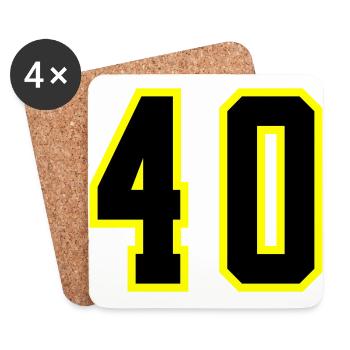 40 Zahl Trikot - Untersetzer (4er-Set) - Weiß - Vorne